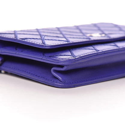 Chanel Calfskin Quilted Fancy CC Wallet On Chain WOC Blue 14 of 14