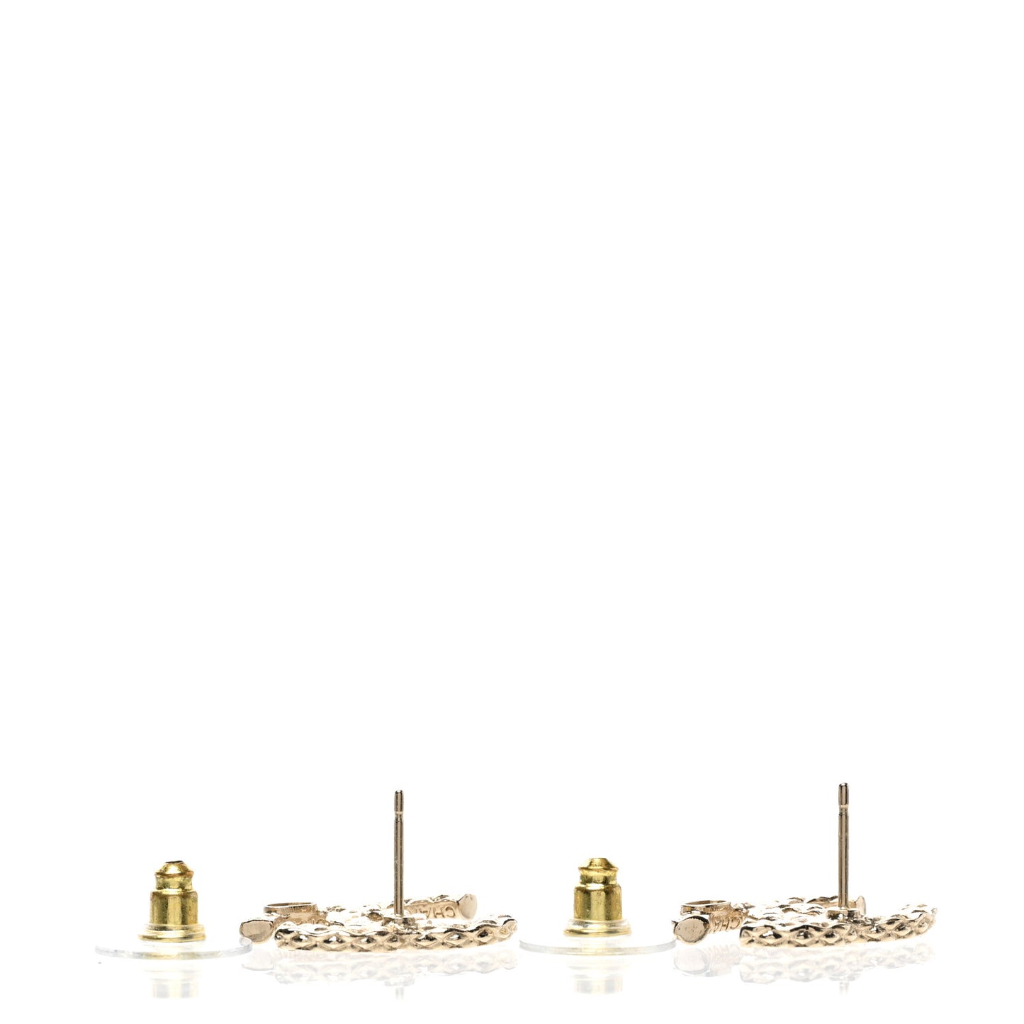 Metal Crystal CC Earrings Gold
