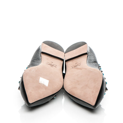 Valentino Garavani Pebbled Calfskin Rockstud Rolling Cage Ballerina Flats 41 Black 5 of 7