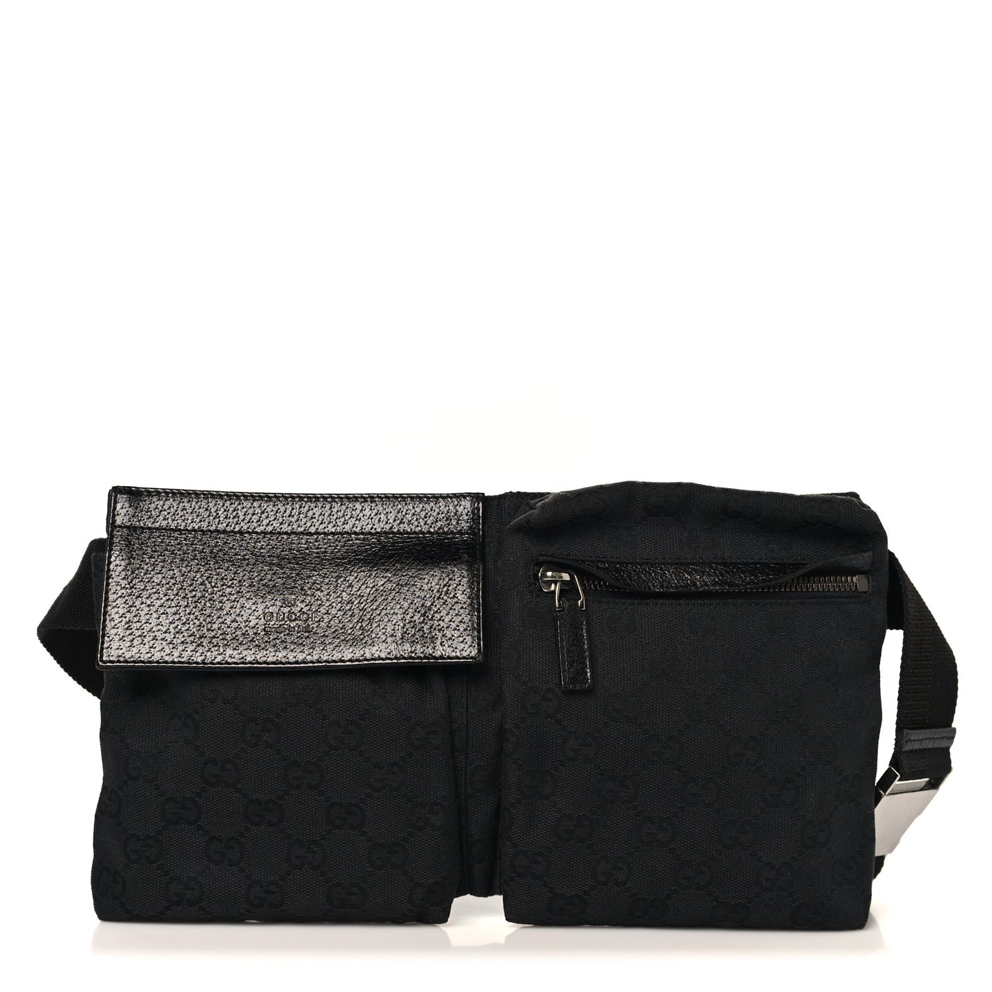 GG Monogram Double Pocket Belt Bag Black