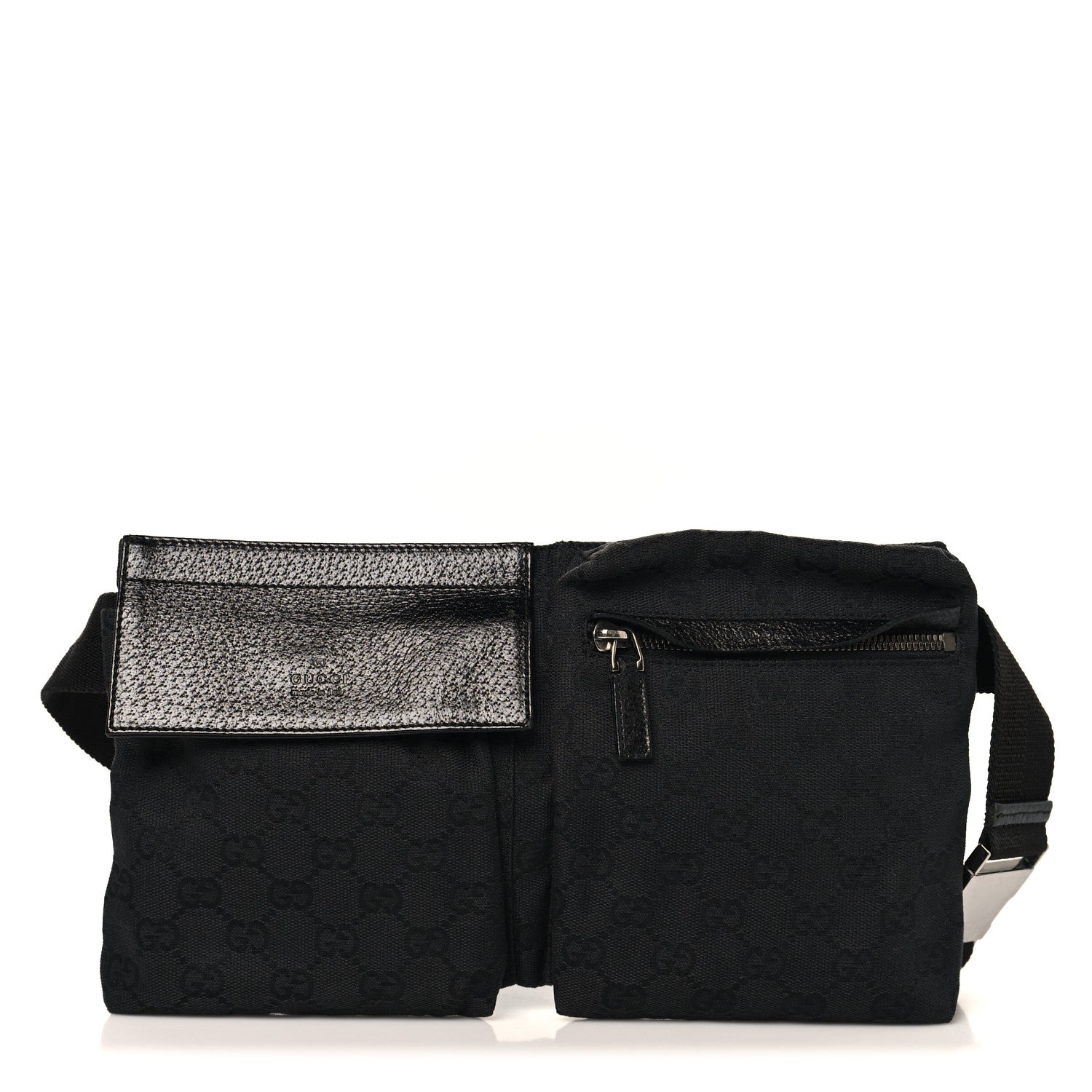 Gucci GG Monogram Double Pocket Belt Bag Black 1 of 9
