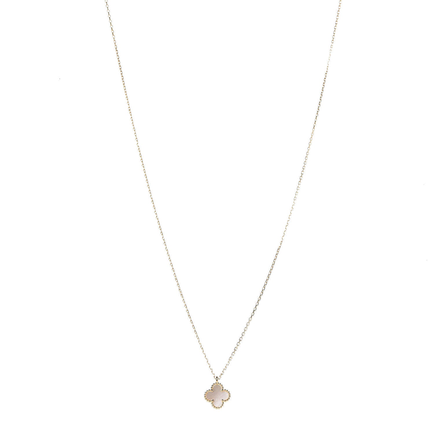 Van Cleef & Arpels 18K Yellow Gold Mother of Pearl Sweet Alhambra Pendant Necklace 1 of 8