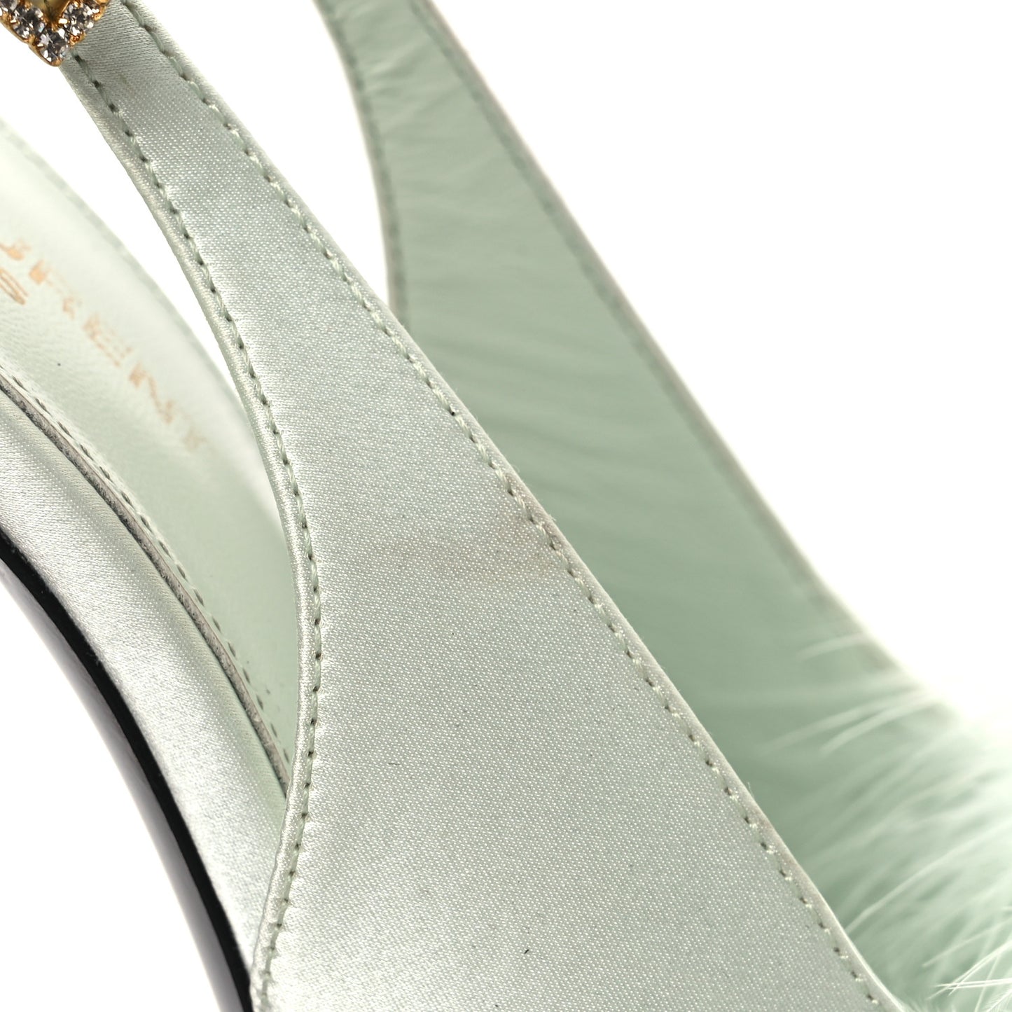 Crepe Satin Mae Feathered Sandals Slight 38 Green