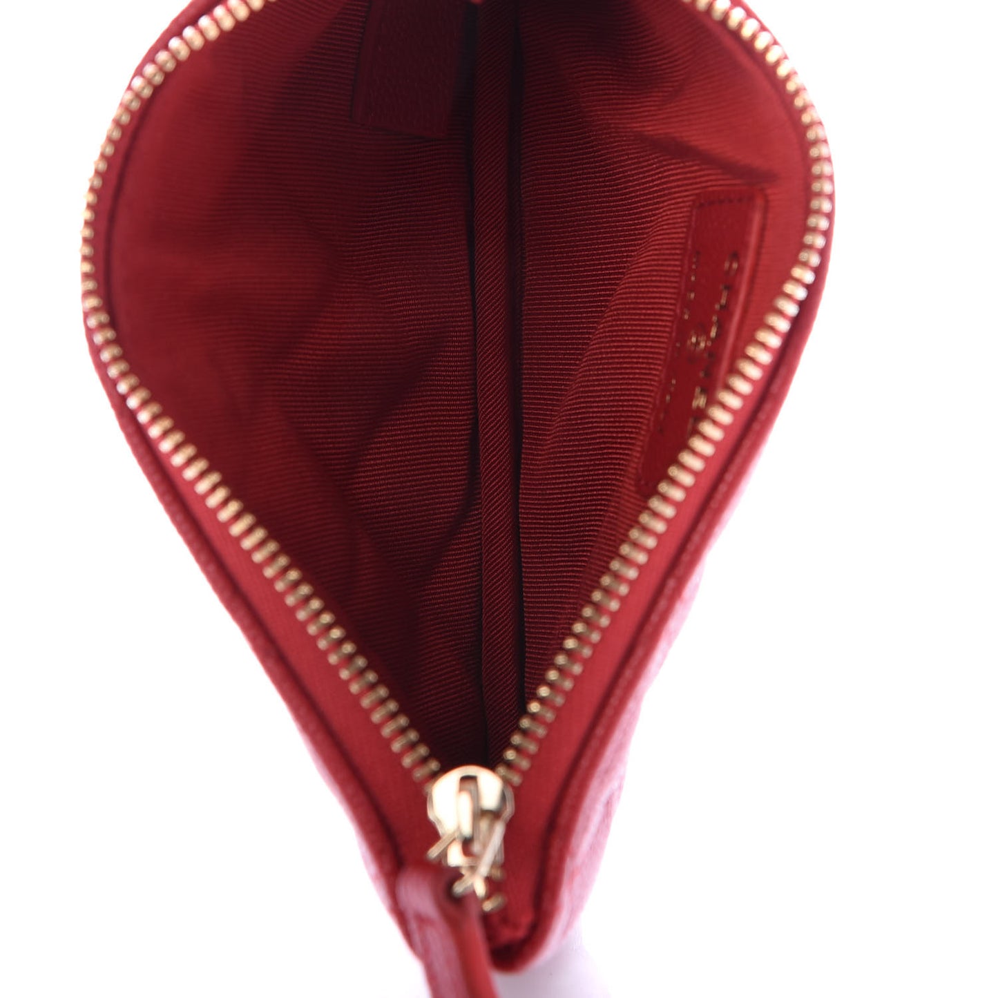 Caviar Quilted Small Cosmetic Case Red