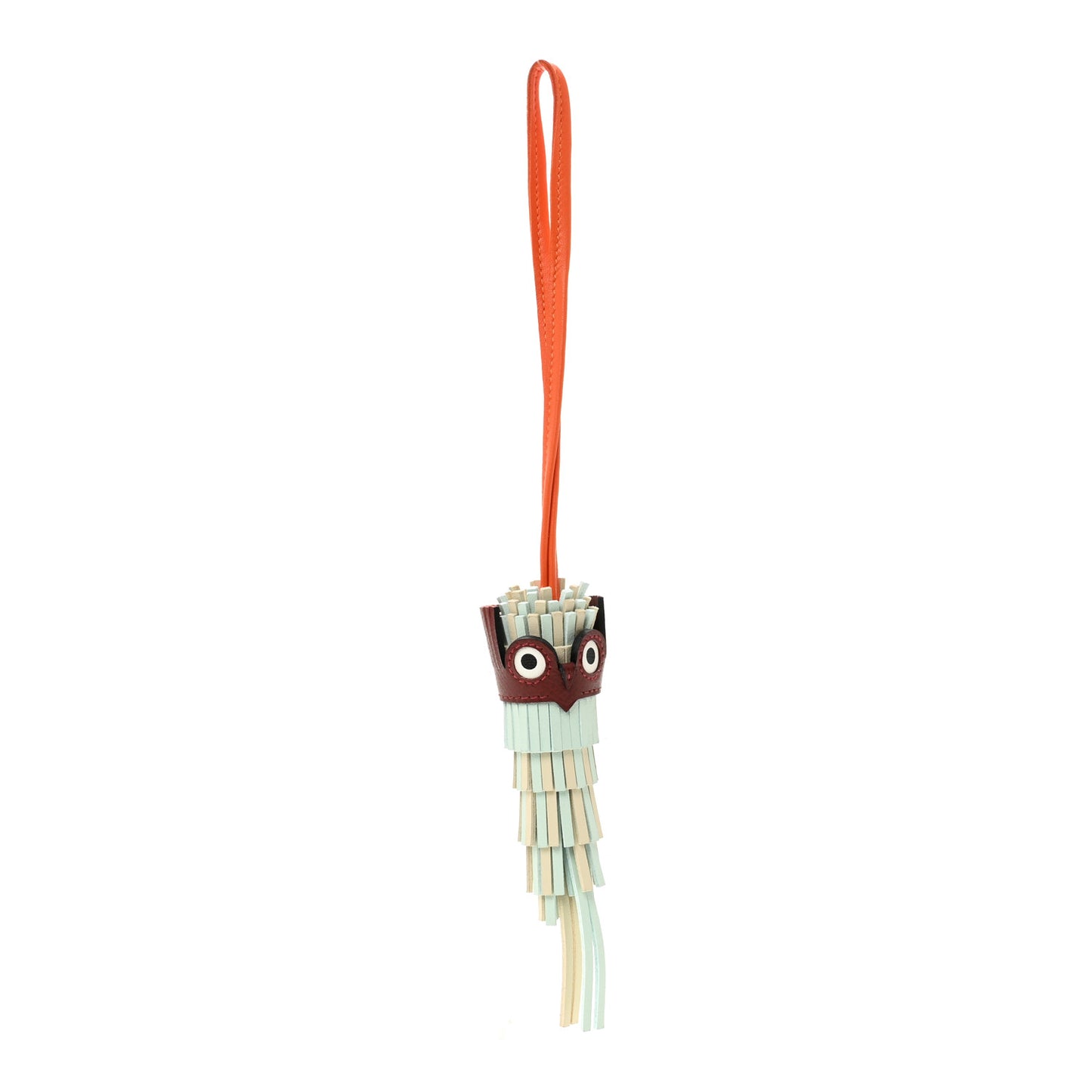 Milo Lambskin Epsom Chouette Bag Charm Vert Peppermint Clé Feu Rouge H White Black