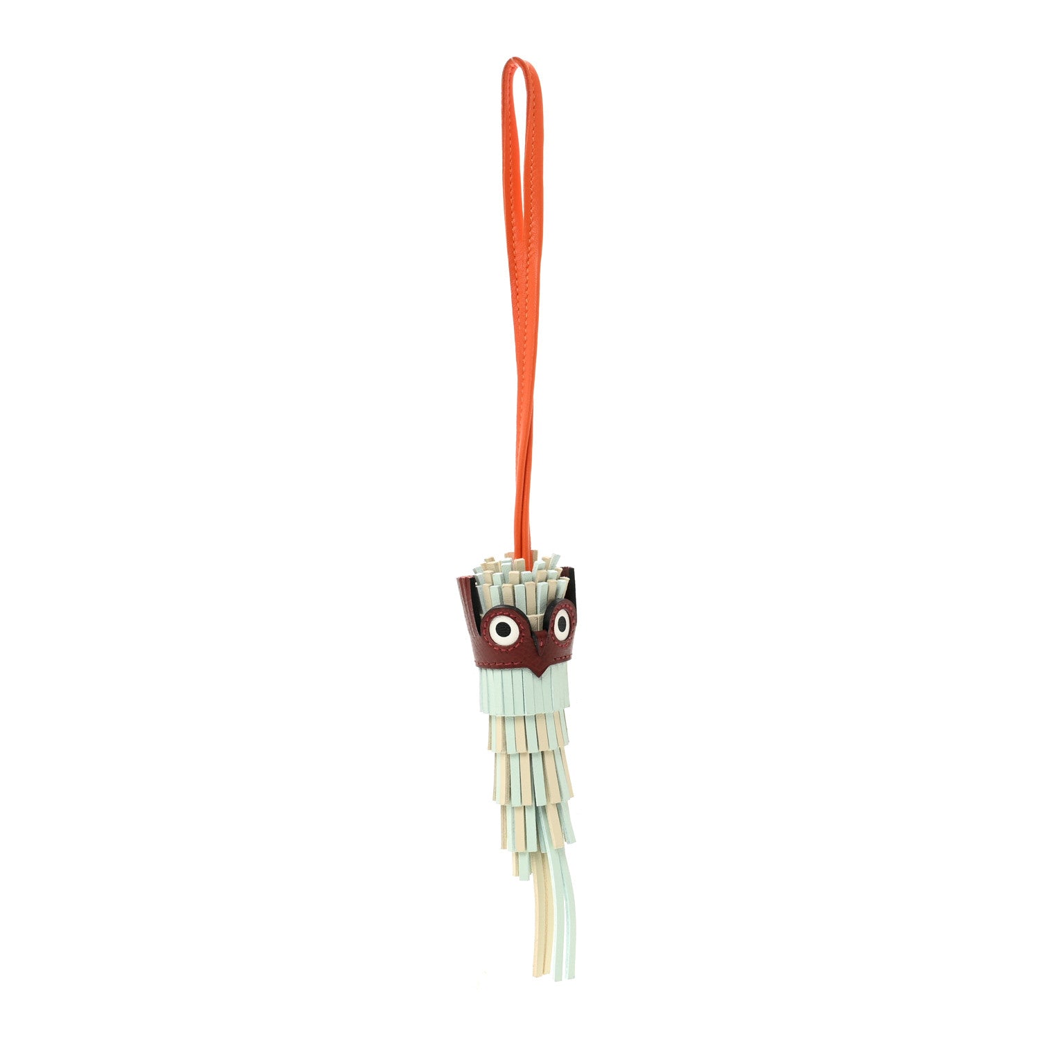 Hermes Milo Lambskin Epsom Chouette Bag Charm Vert Peppermint Clé Feu Rouge H White Black 1 of 5