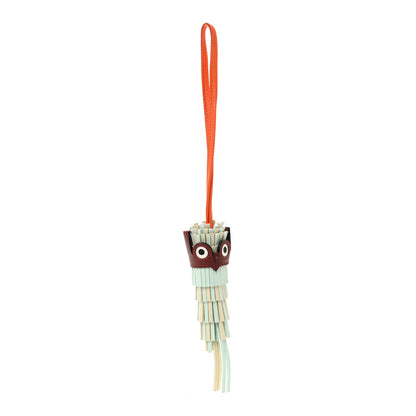 Hermes Milo Lambskin Epsom Chouette Bag Charm Vert Peppermint Clé Feu Rouge H White Black 1 of 5