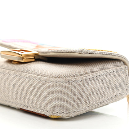Fendi Kuban Canvas FF Embroidered Nano Baguette Charm Grezzo Multicolor 10 of 14