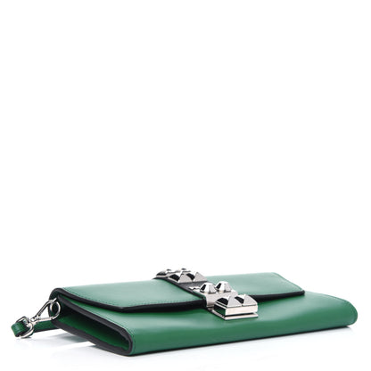 Prada City Calfskin Studded Mini Elektra Wristlet Bag Green 3 of 4
