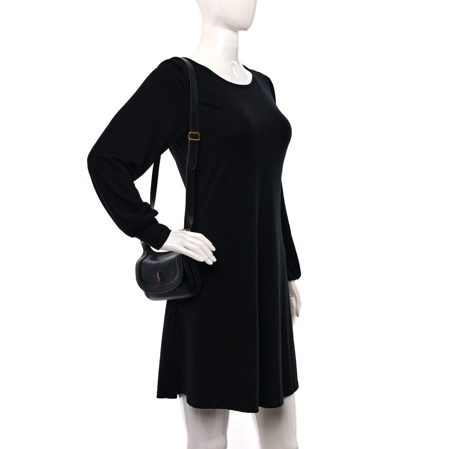 Smooth Calfskin Small Charlie Shoulder Bag Black