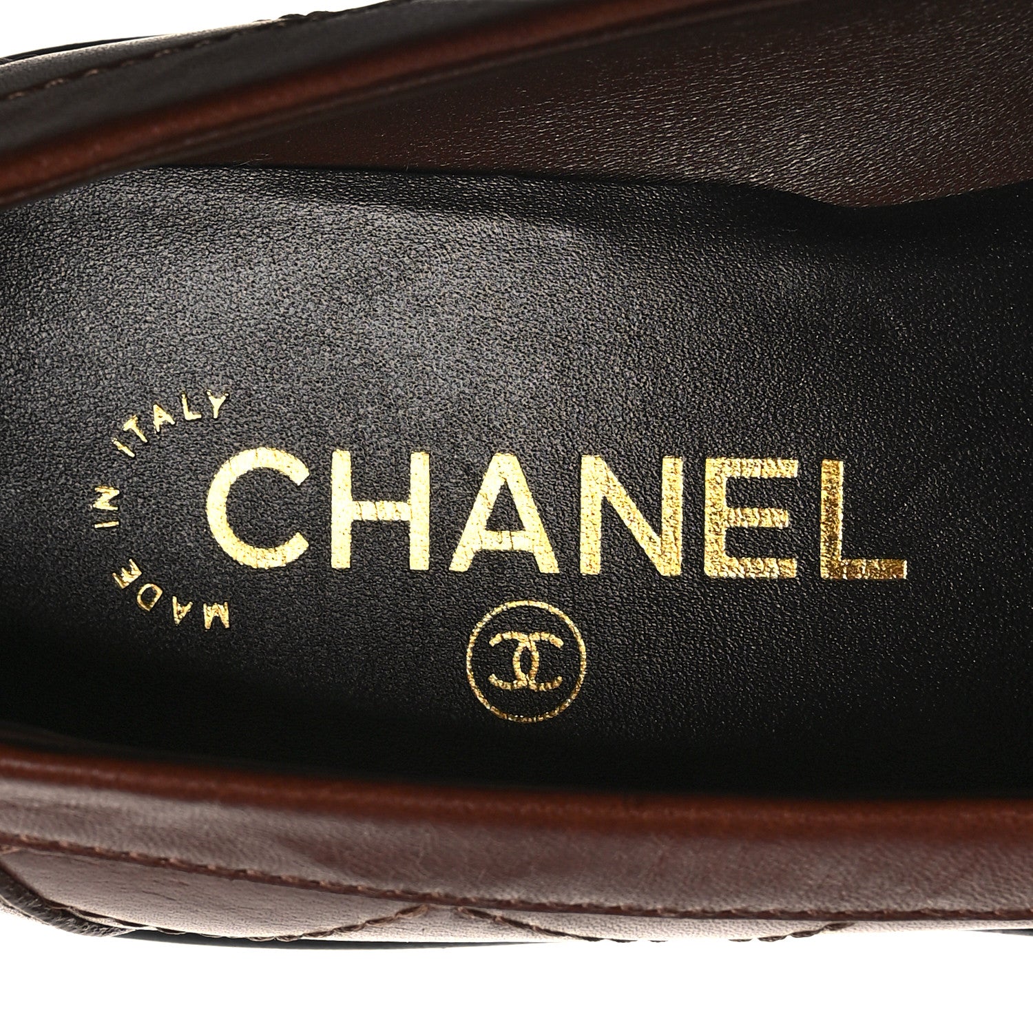 Chanel Calfskin Quilted CC Mocassin Loafers 36.5 Brown 8 of 9