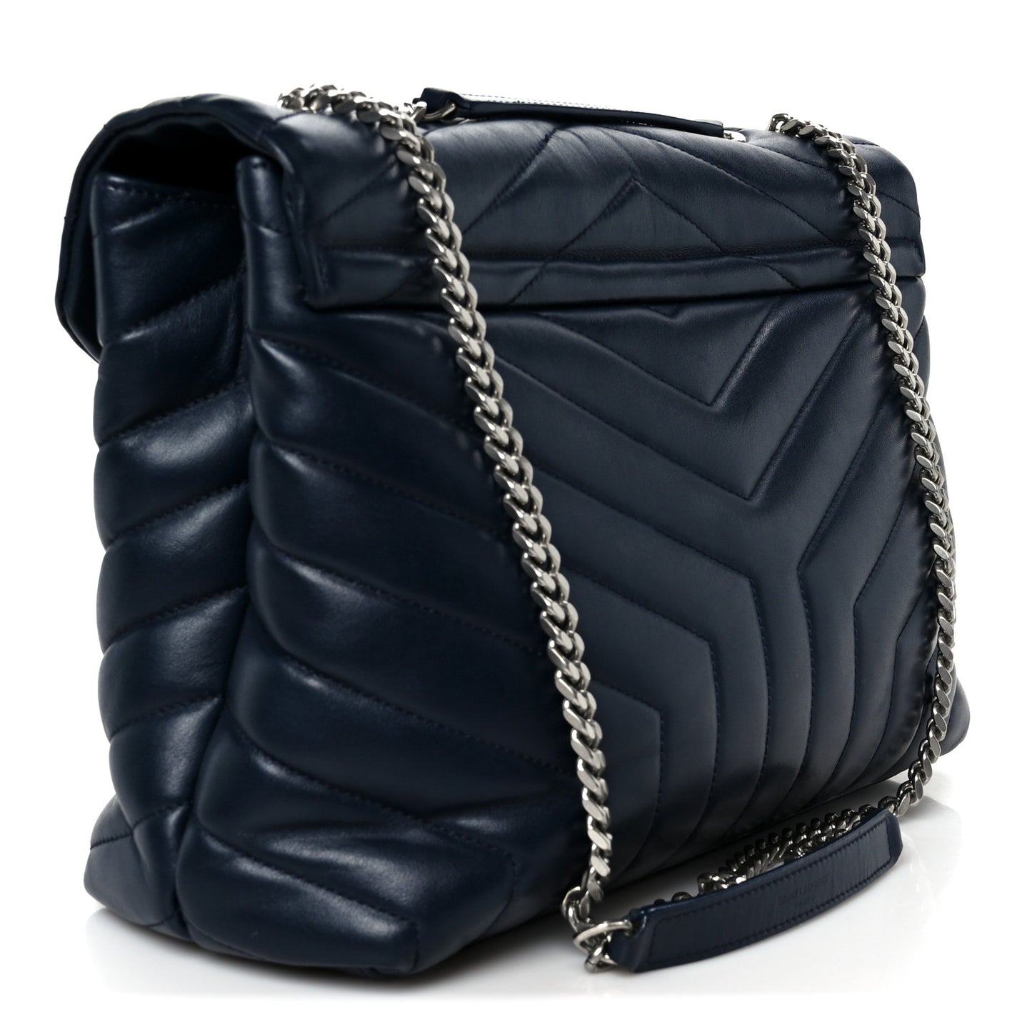 Calfskin Y Quilted Monogram Medium Loulou Chain Satchel Medium Blue