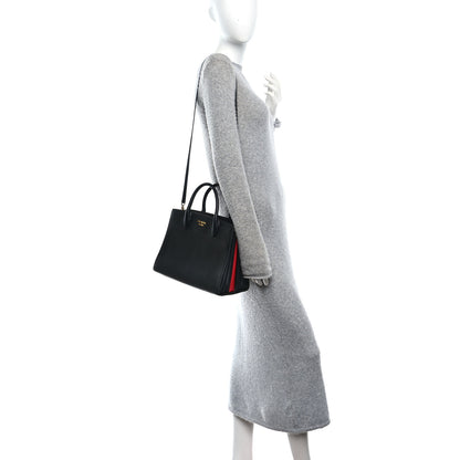 Prada Saffiano City Calfskin Medium Bibliothèque Top Handle Black Fuoco 2 of 10