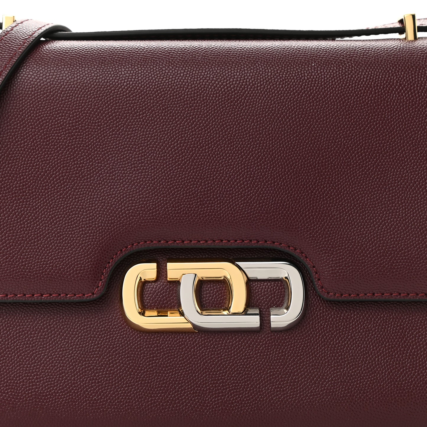 Textured Calfskin The J Link Shoulder Bag Burgundy