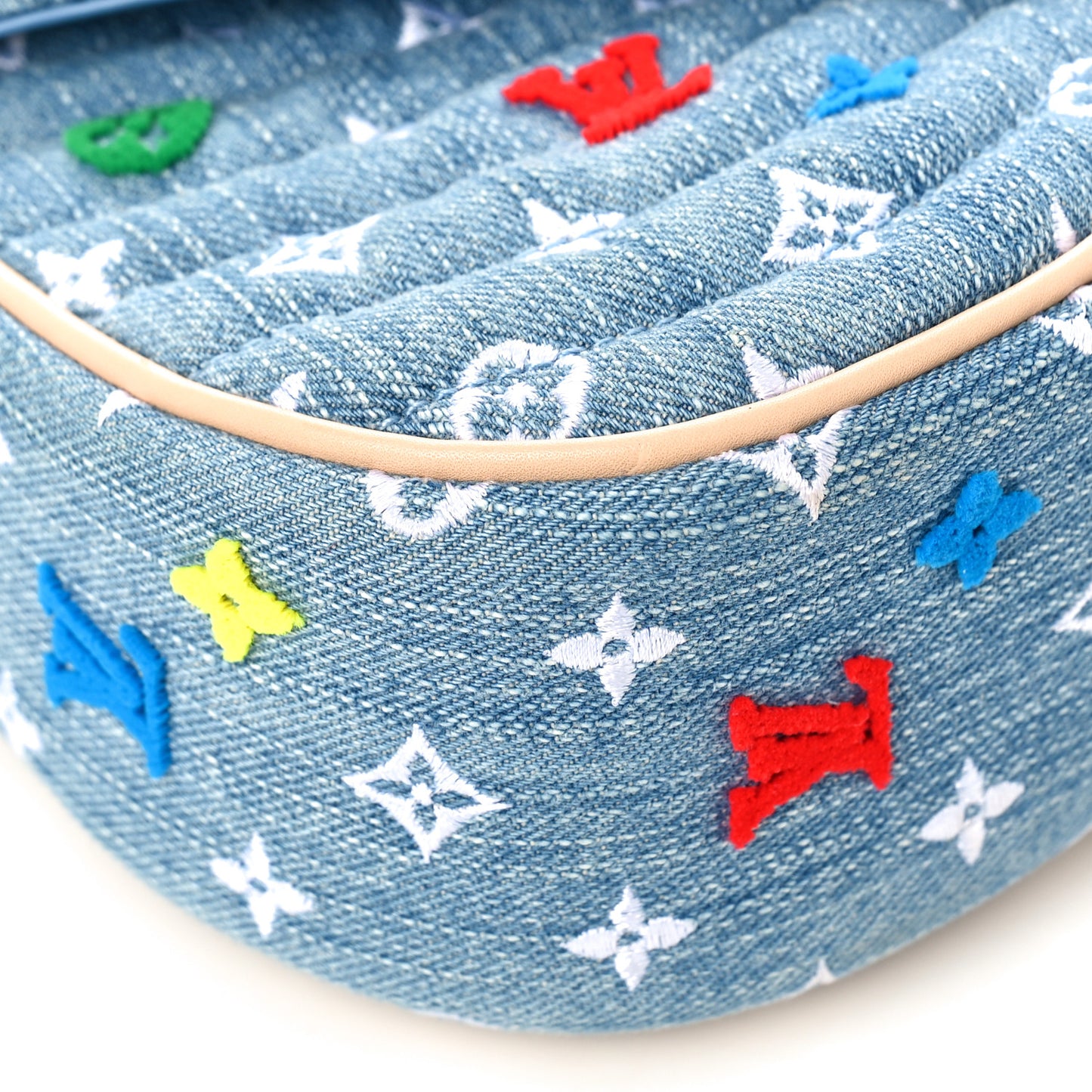 Embroidered Monogram Denim New Wave Chain MM