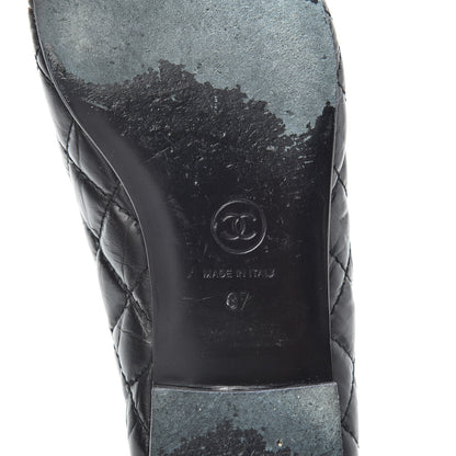 Chanel Aged Calfskin Quilted CC Cap Toe Ballerina Flats 37 Black 6 of 7