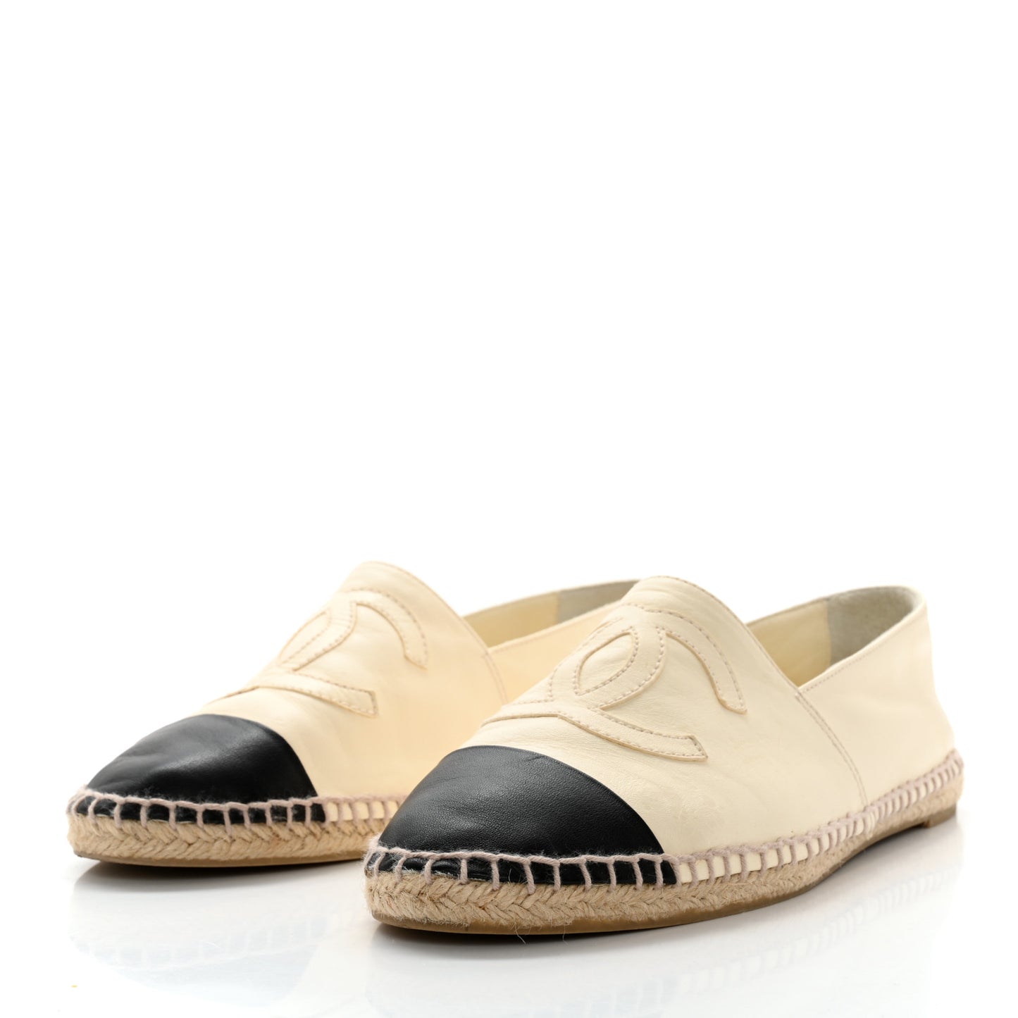 Lambskin CC Espadrilles 39 White Black