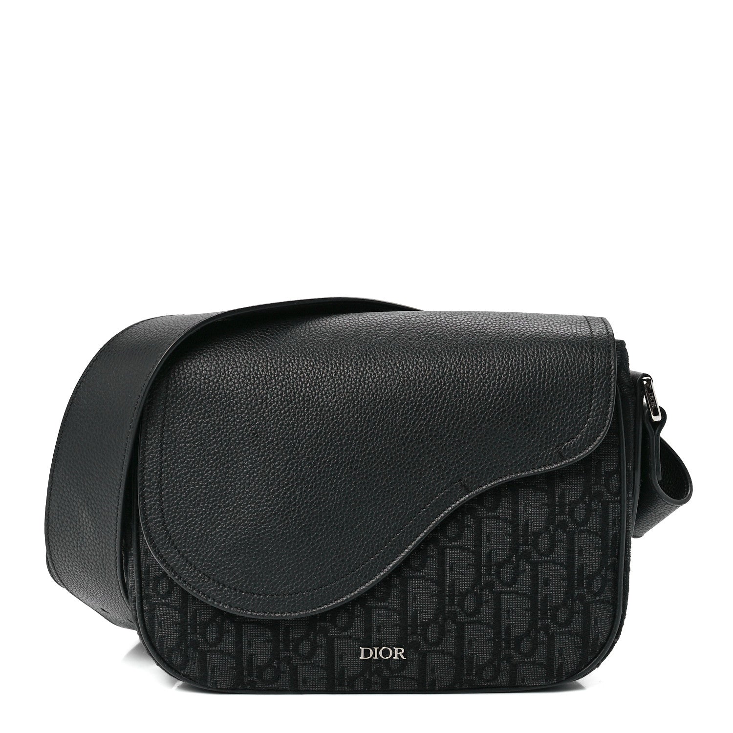 Christian Dior Grained Calfskin Oblique Mini Saddle Messenger Black 1 of 12