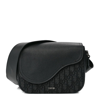 Christian Dior Grained Calfskin Oblique Mini Saddle Messenger Black 1 of 12