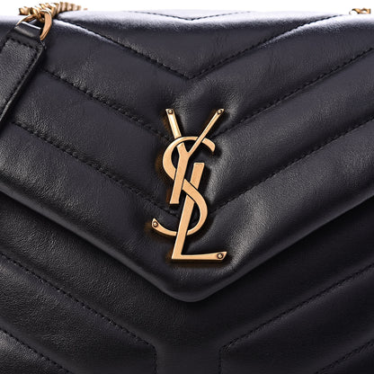 Saint Laurent Calfskin Y Quilted Monogram Small Loulou Chain Satchel Black 8 of 11