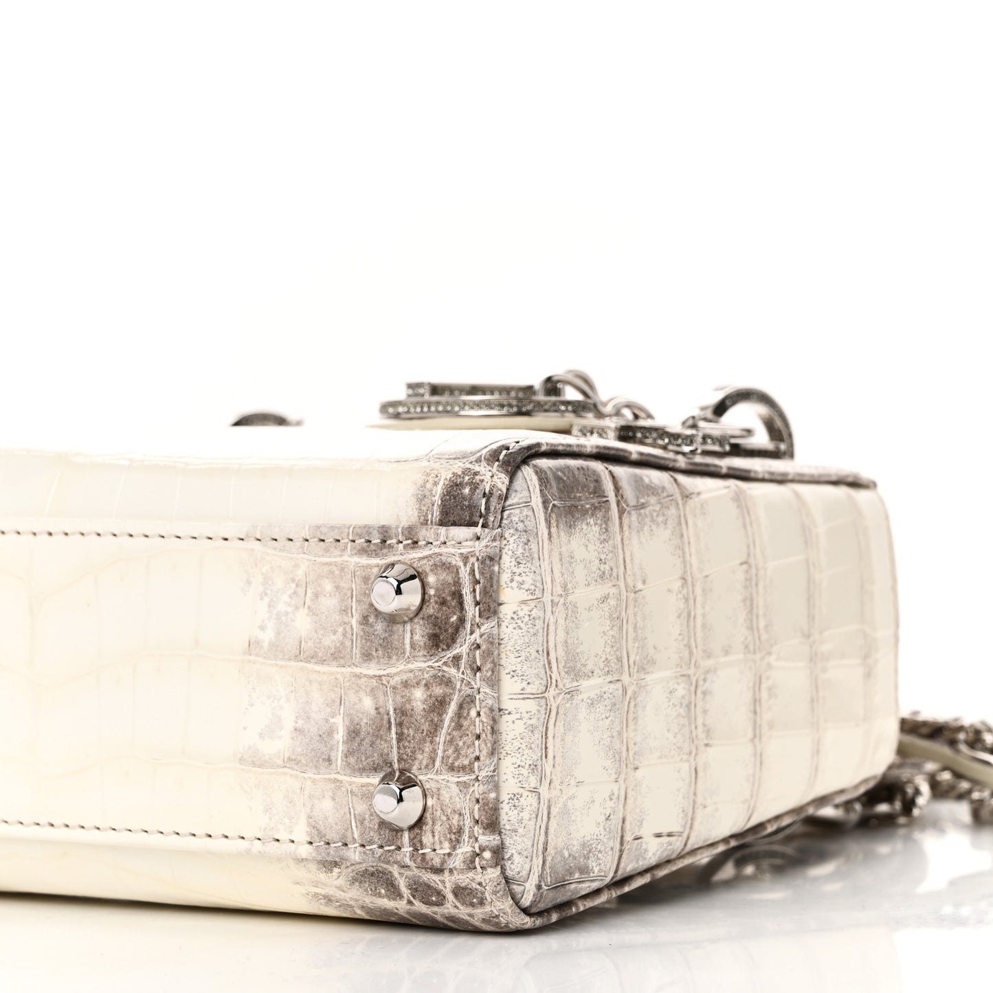 Niloticus Crocodile Himalaya Crystal Mini Lady Dior White