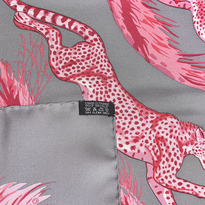 Hermes Silk Guepards Scarf 90 Taupe Framboise Cassis 4 of 4