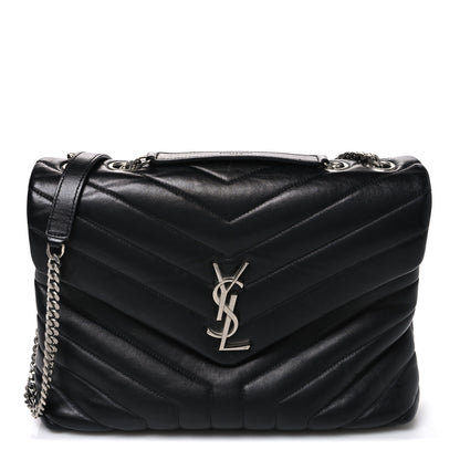 Saint Laurent Calfskin Y Quilted Monogram Medium Loulou Chain Satchel Black 1 of 10