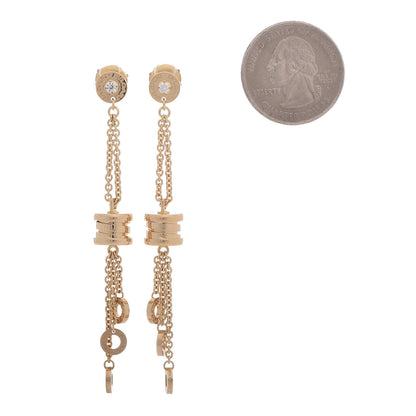 Bulgari 18K Yellow Gold Diamond B.Zero1 Drop Earrings 2 of 4