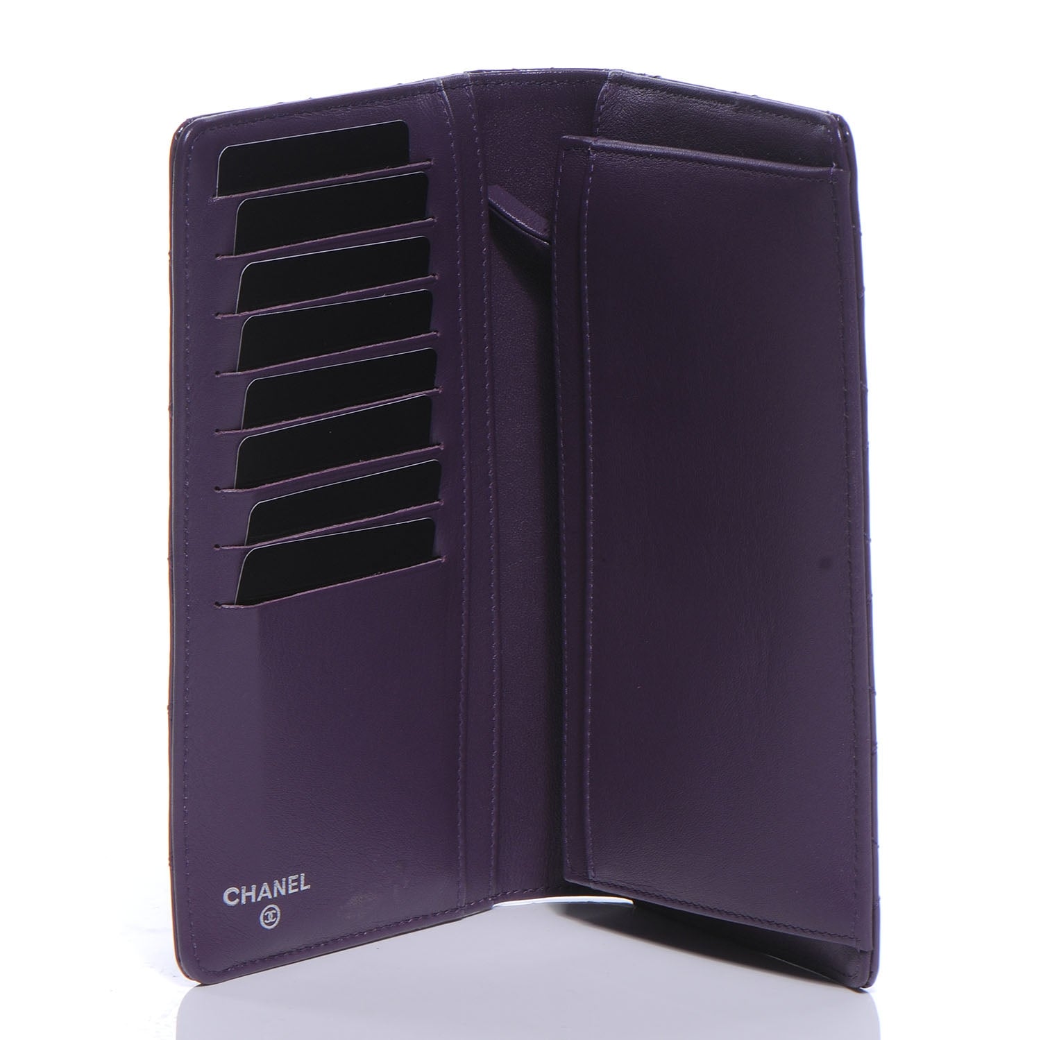 Chanel Patent Quilted Yen Wallet Purple 5 of 8