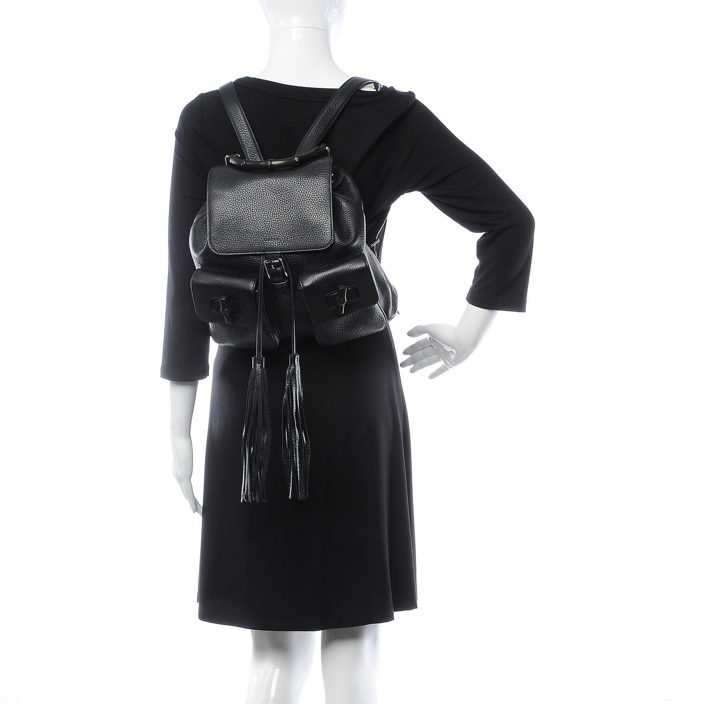 Cellarius Calfskin Medium Bamboo Backpack Black