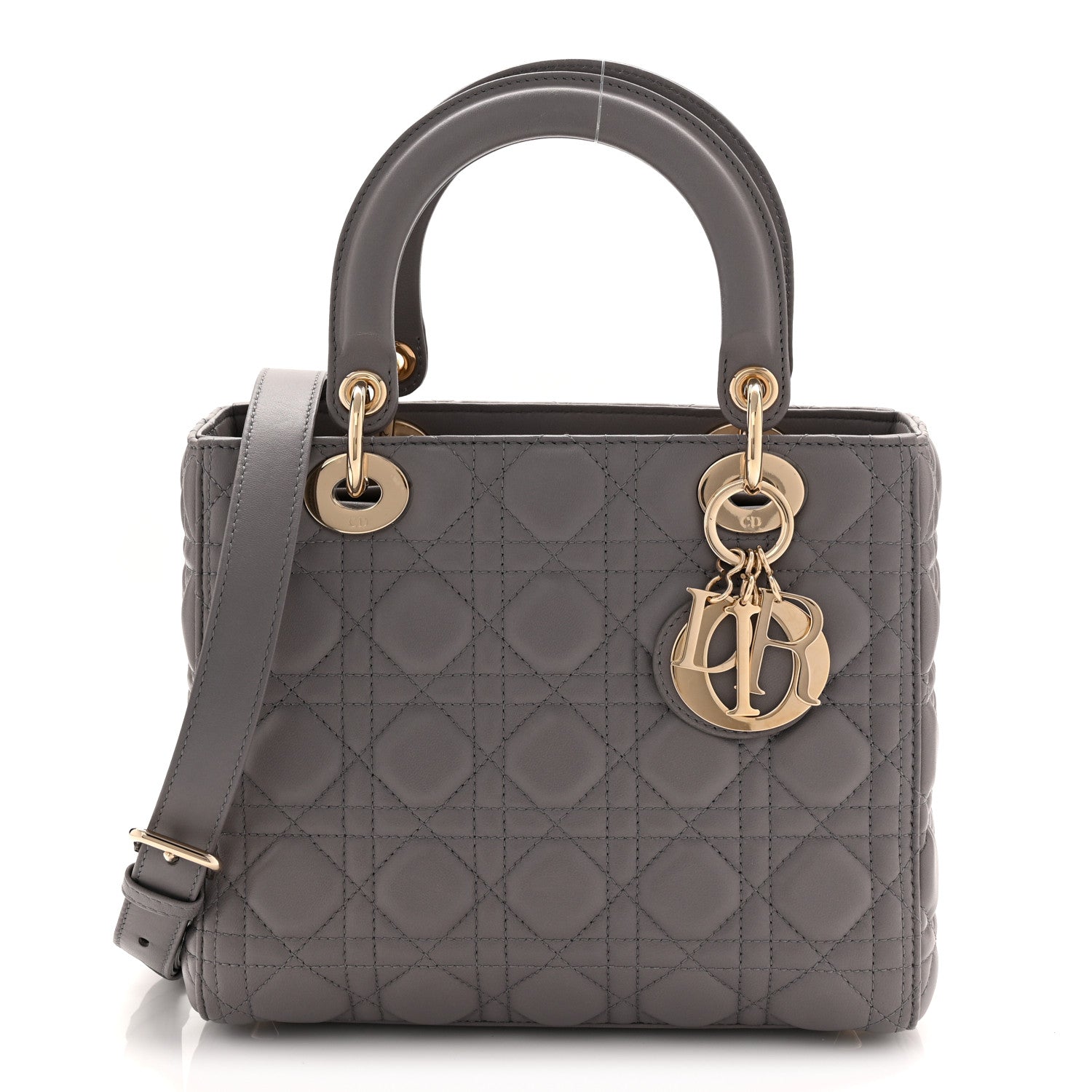 Christian Dior Lambskin Cannage Medium Lady Dior Grey 1 of 10