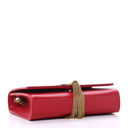 Saint Laurent Grain De Poudre Small Classic Monogram Kate Tassel Satchel Red 3 of 4
