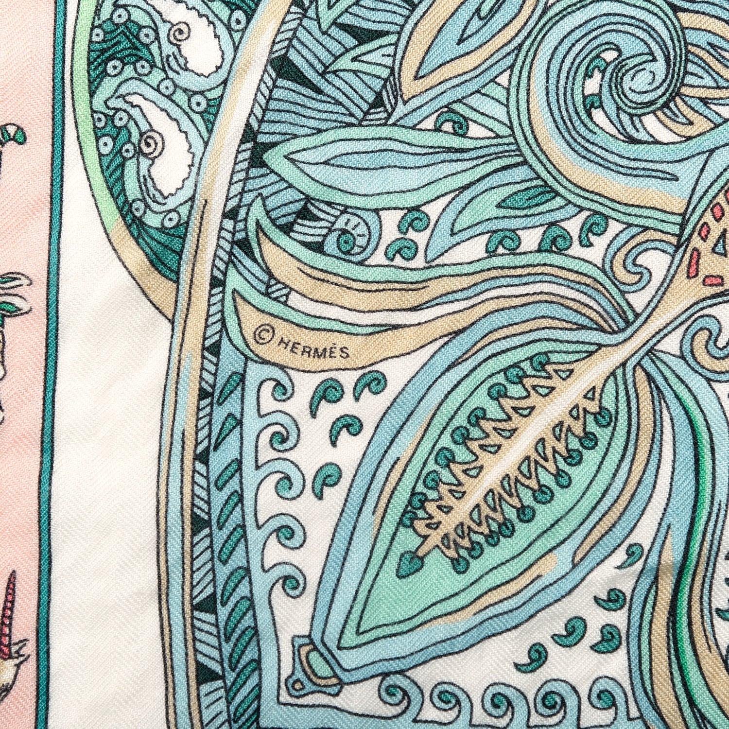 Hermes Cashmere Silk Le Jardin De La Maharani Shawl 140 757088