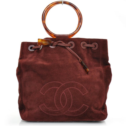 Chanel Suede and Tortoise Drawstring Tote 1 of 10