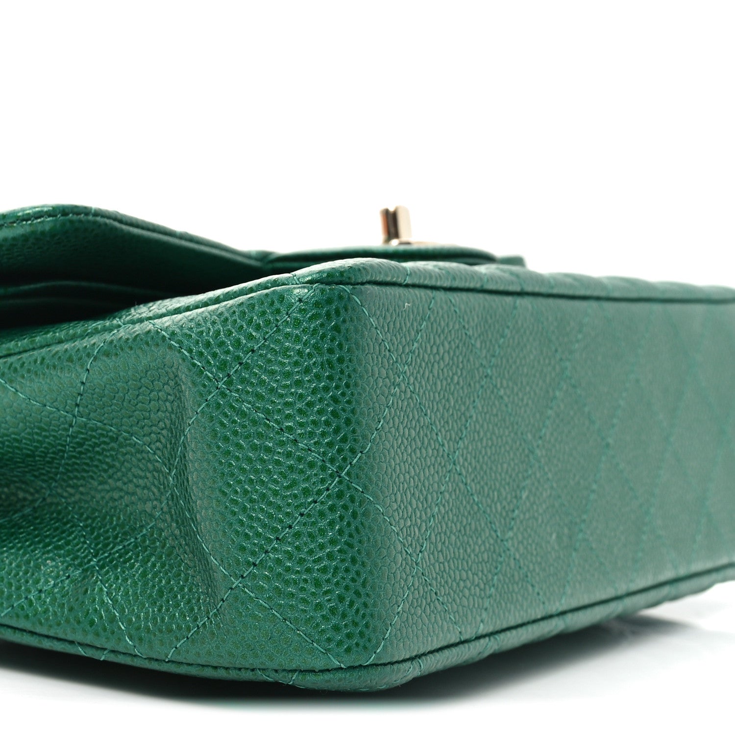 Chanel Metallic Caviar Quilted Small Double Flap Green 8 of 11
