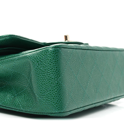 Chanel Metallic Caviar Quilted Small Double Flap Green 8 of 11