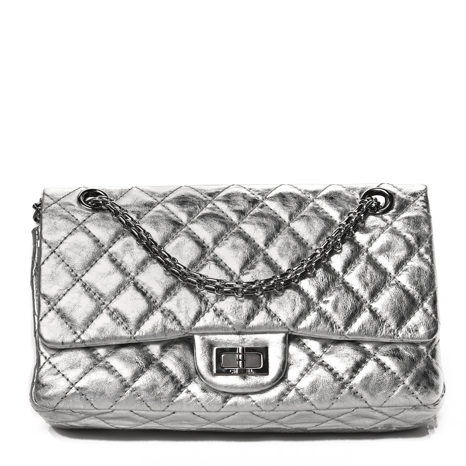 Chanel Metallic Aged Calfskin Quilted 2.55 Reissue 225 Flap Silver 1 of 10
