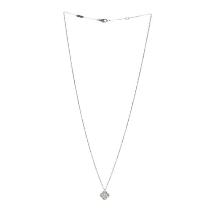 Van Cleef & Arpels 18K White Gold Diamond Sweet Alhambra Pendant Necklace 3 of 7
