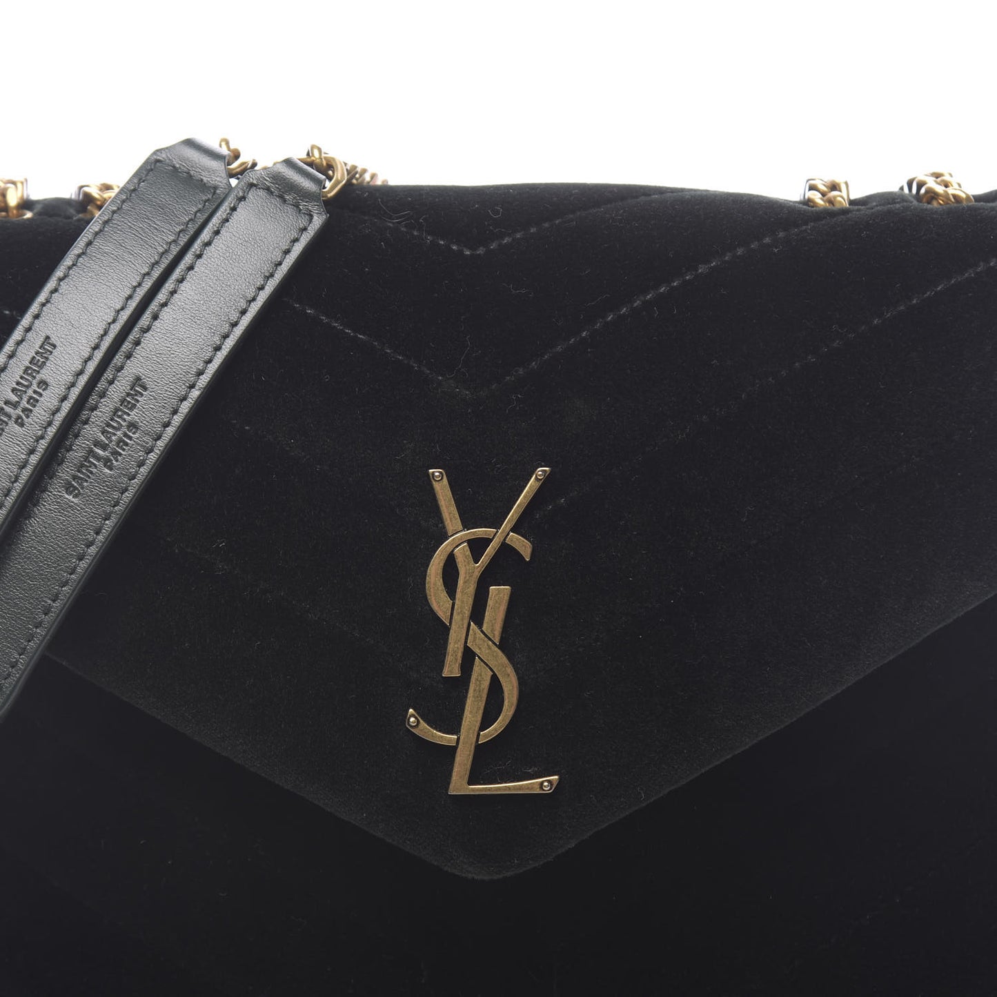 Velvet Y Quilted Monogram Small Loulou Chain Satchel Dark Green