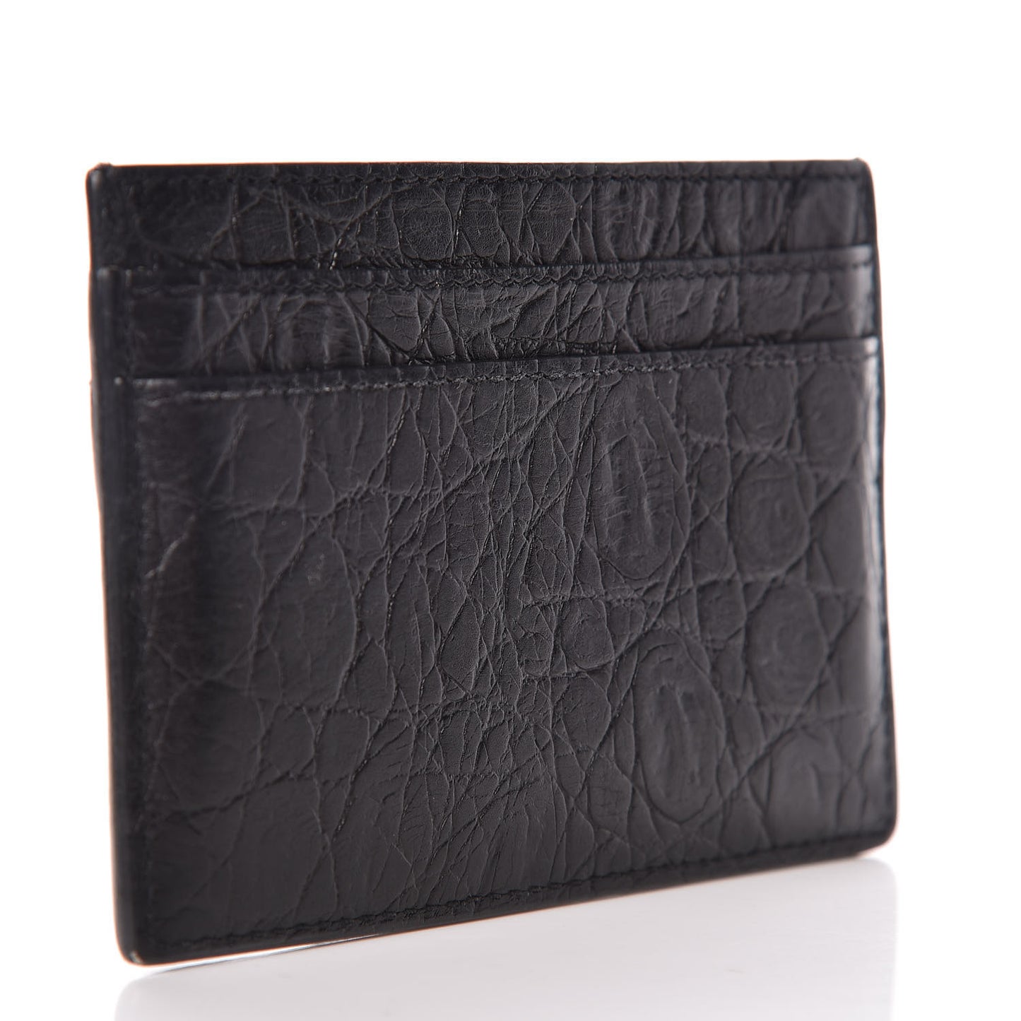 Calfskin Crocodile Embossed Card Case Black