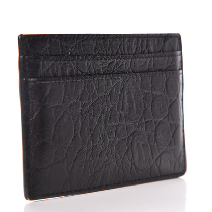 Saint Laurent Calfskin Crocodile Embossed Card Case Black 3 of 10