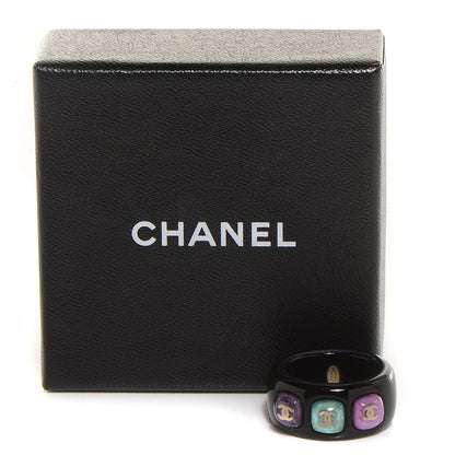 Chanel Resin CC Ring 6.5 Black Multicolor 5 of 5