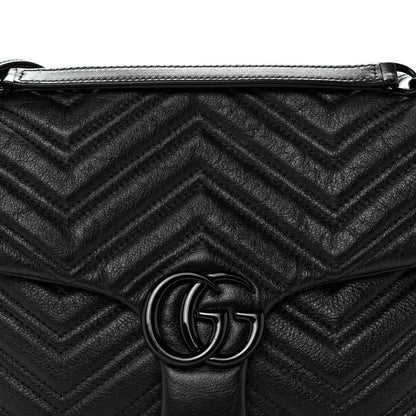 Gucci Soft Calfskin Matelasse Medium GG Marmont Shoulder Bag Black 8 of 10