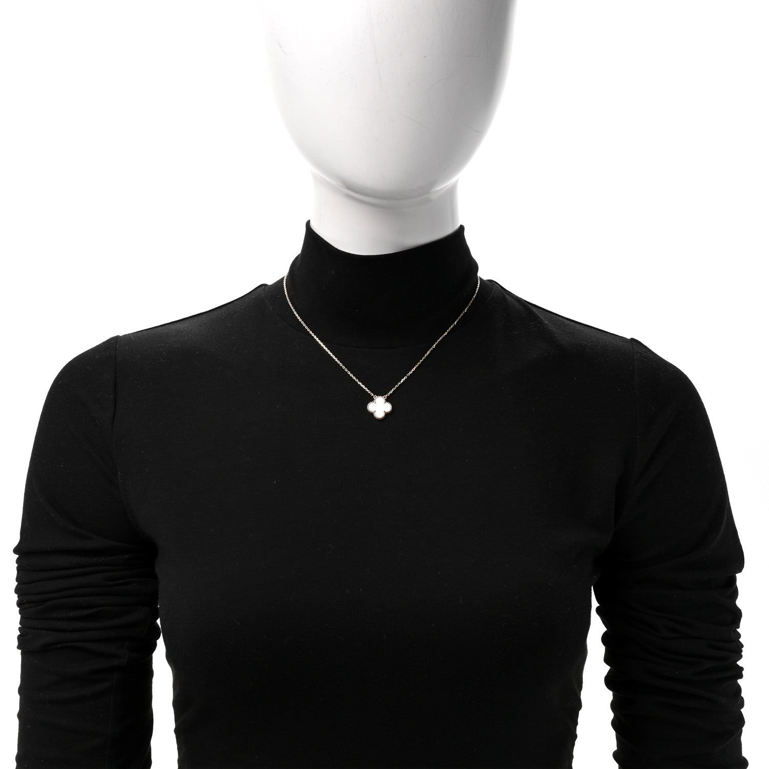 Van Cleef & Arpels 18K Yellow Gold Mother of Pearl Vintage Alhambra Pendant Necklace 2 of 6