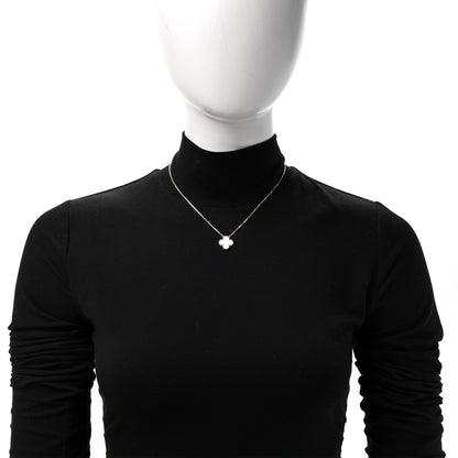 Van Cleef & Arpels 18K Yellow Gold Mother of Pearl Vintage Alhambra Pendant Necklace 2 of 6