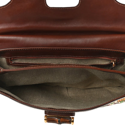 Gucci Canvas Pigna Print Peggy Bamboo Top Handle Bag Brown 5 of 12