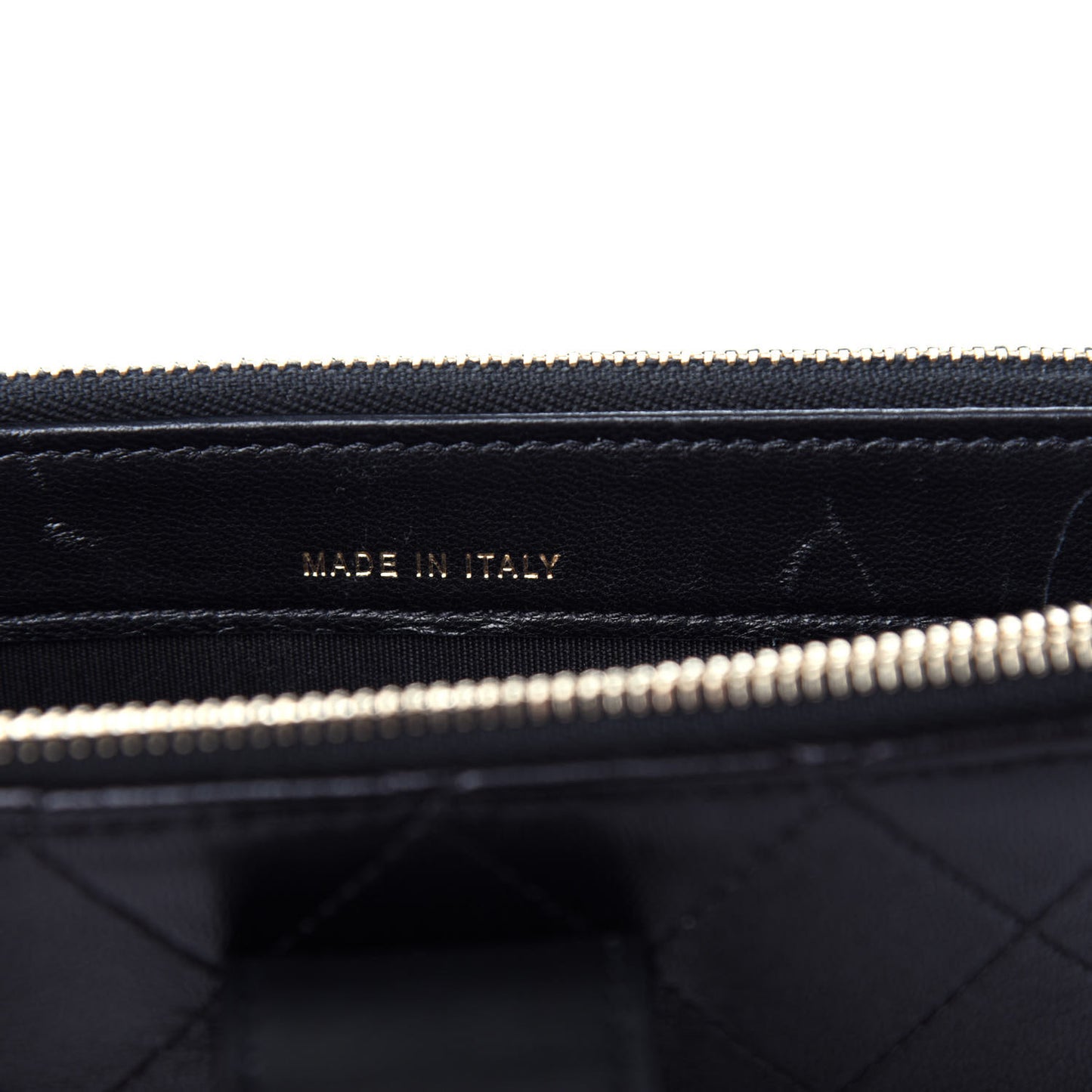 Goatskin Quilted CC Clutch With Chain Black