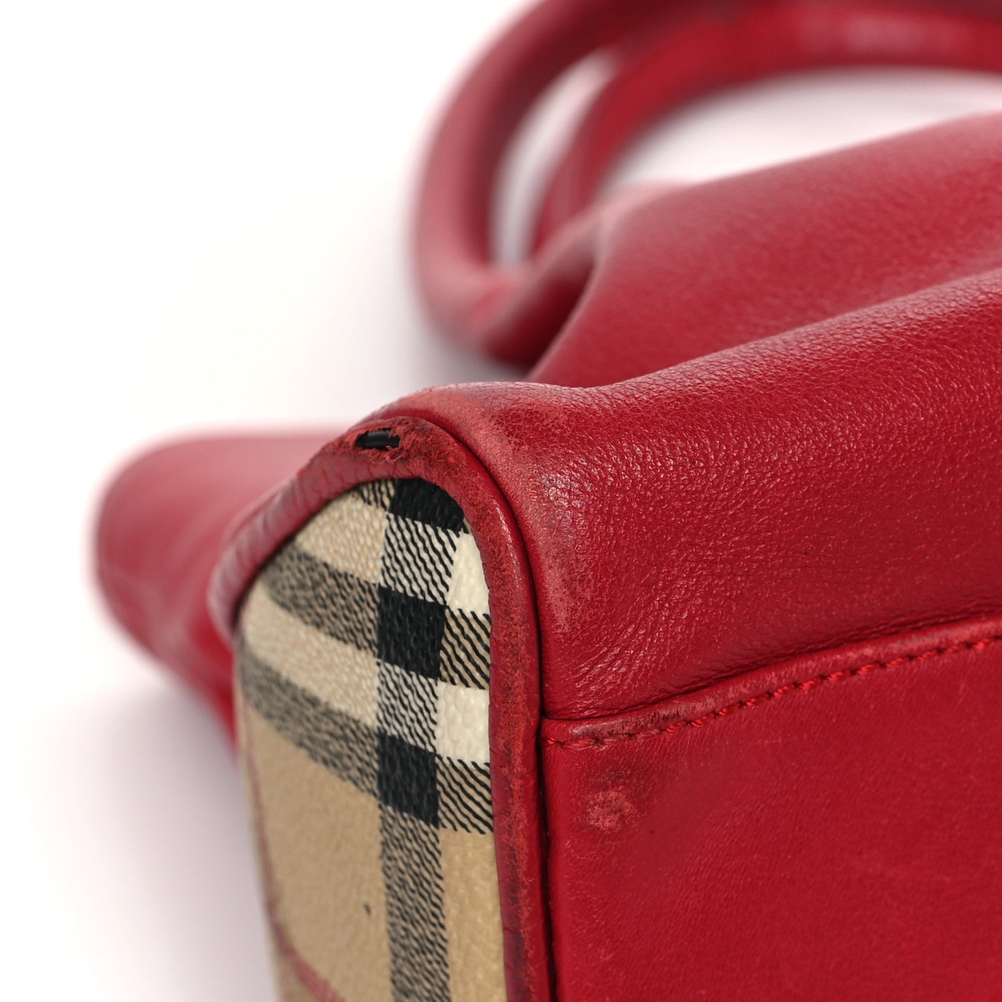 Grainy Calfskin House Check Horn Toggle Tote Red