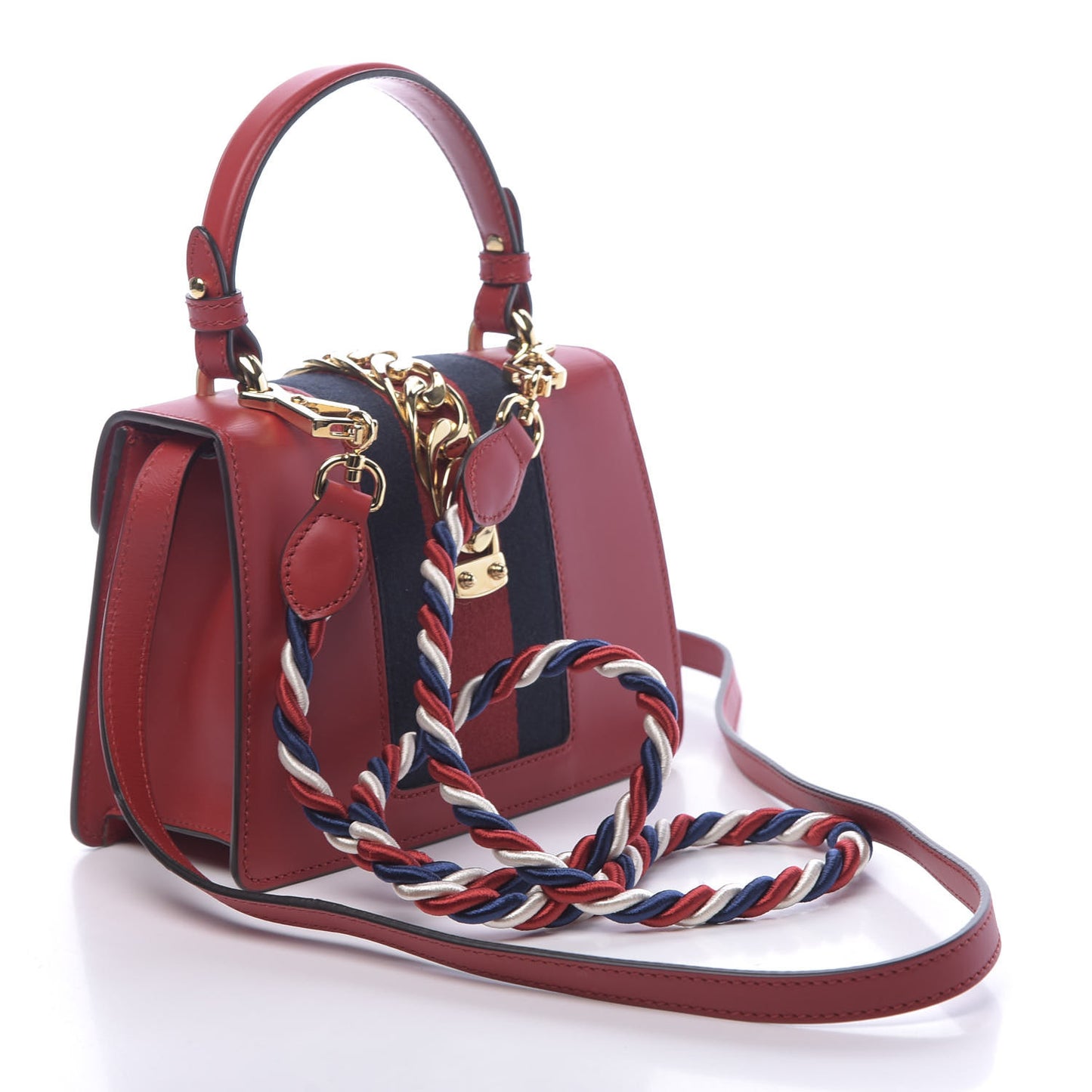 Calfskin Mini Sylvie Top Handle Bag Hibiscus Red