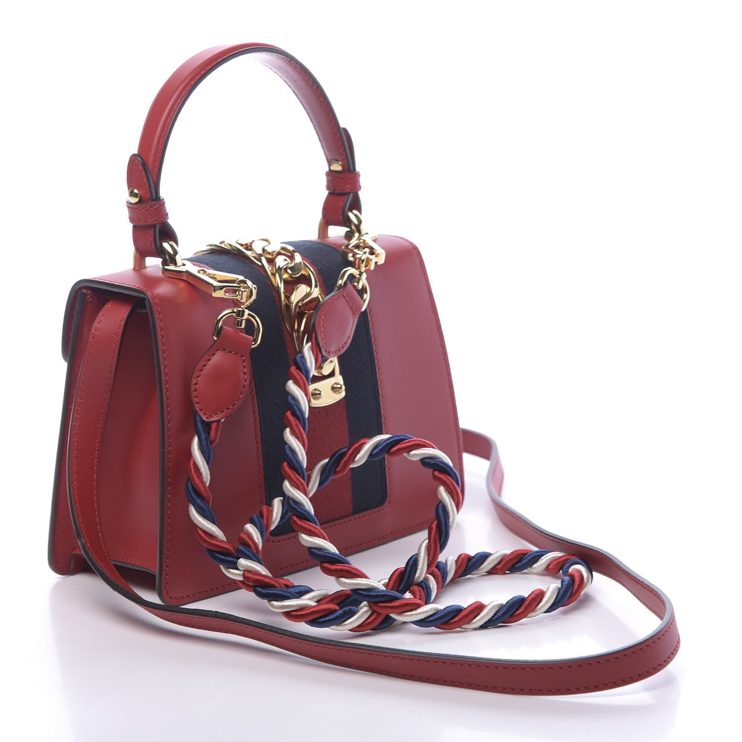 Gucci Calfskin Mini Sylvie Top Handle Bag Hibiscus Red 3 of 12